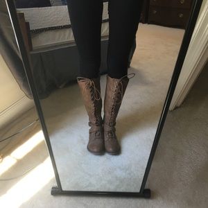 Brown lace up boots